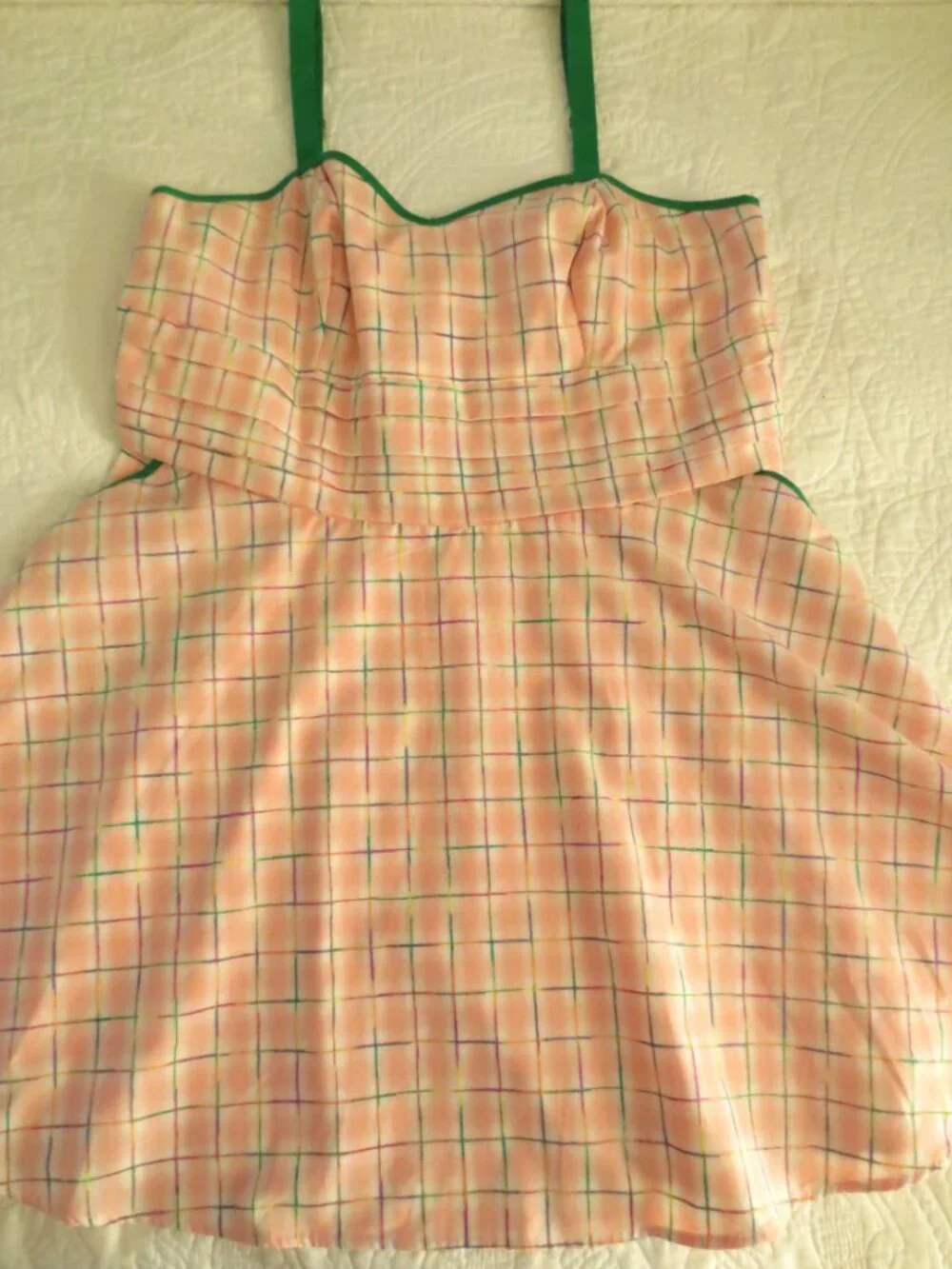Unique Vintage Coquette Pink Plaid Cotton Dress - Picture 7 of 15